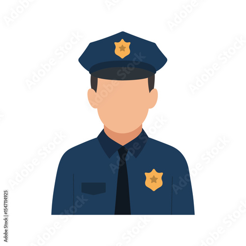 Male Police Officer Faceless Avatar Flat Design