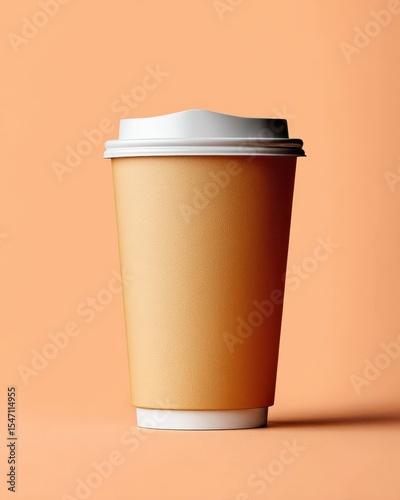 Coffee Cup with Lid on Orange Background
