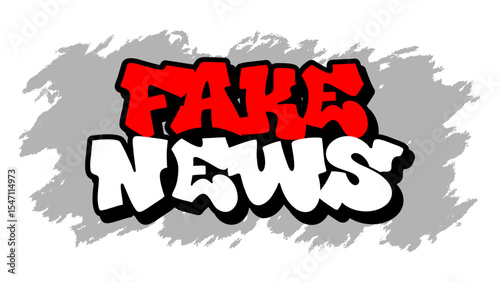 Graffiti vector “Fake News” in bold freestyle tag style. Urban street design with rebellious message, perfect for protest art, social commentary, and digital media content.