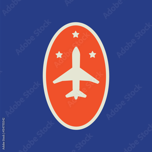 Red airplane badge vector