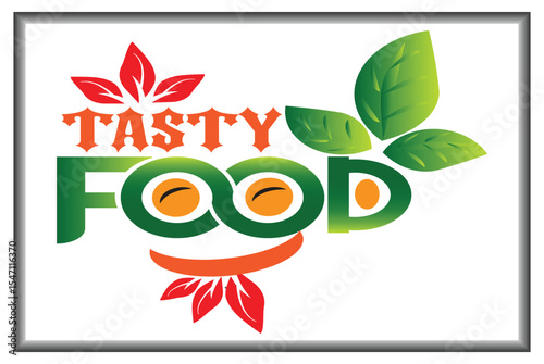 Whimsical Tasty Food Logo Featuring Playful Typography, Vibrant Leaves, and a Smiling Design Element that Conveys Freshness, Quality, and Deliciousness for the Culinary Brand Identity
