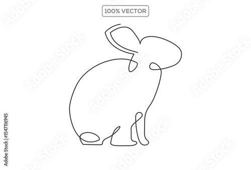 Bunny line art style icon. Rabbit line art icon. Abstract outline rabbit. Continous line drawing