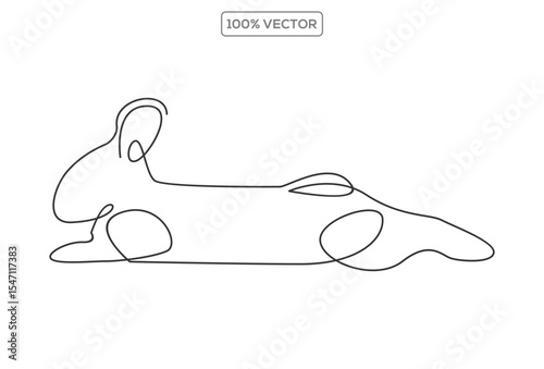 Bunny line art style icon. Rabbit line art icon. Abstract outline rabbit. Continous line drawing