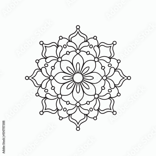 Ornamental Mandala Flower – Intricate Line Art Design