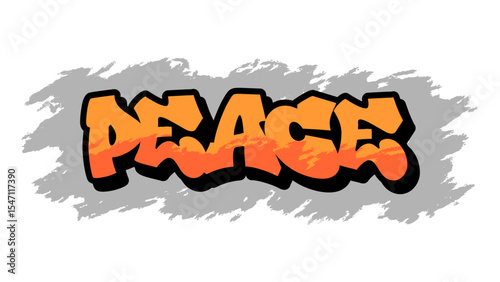 Graffiti vector “Peace” in freestyle tag style with bold urban lettering. Great for social content, youth streetwear, protest art, and digital designs about love and unity.