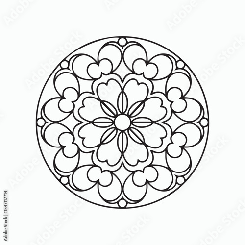 Floral Mandala Circle – Decorative Line Art Illustration