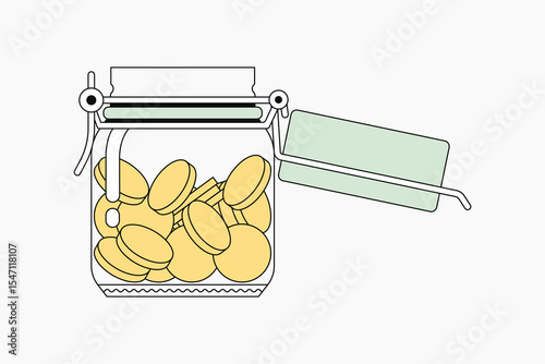 Money jar, flat finance collage element vector