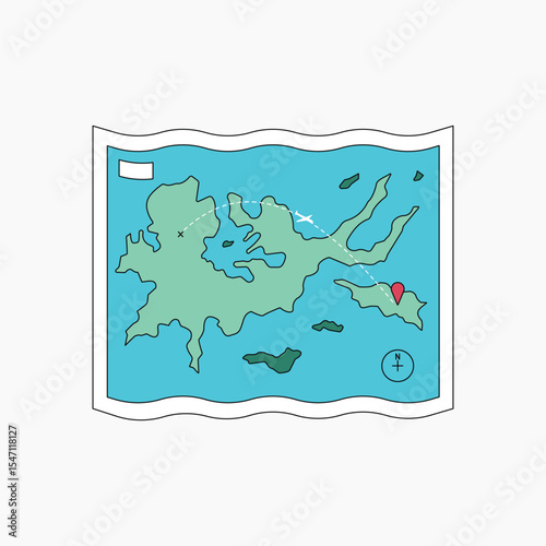 World map, flat travel collage element vector