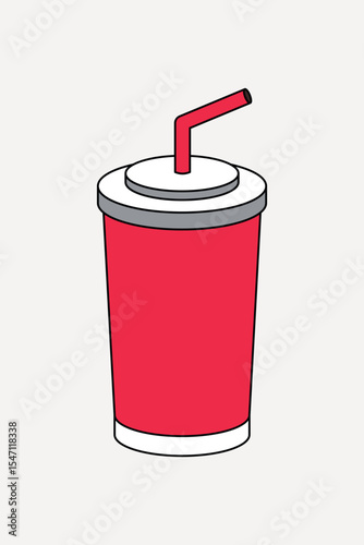 Red soda cup, flat collage element vector