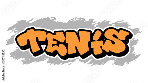 Graffiti vector “Tenis” in freestyle street tag style. Bold urban lettering with sporty vibe, perfect for activewear, youth culture, and digital street fashion design.