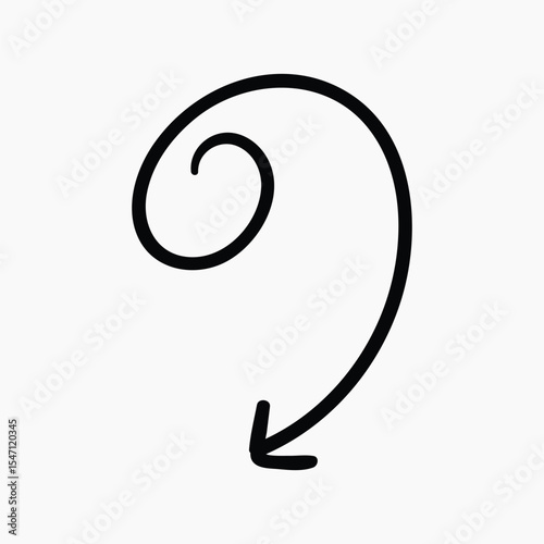 Curved arrow pointing downward illustration vector