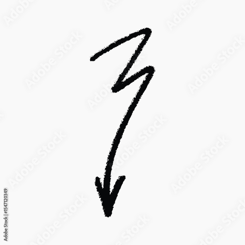 Hand-drawn zigzag arrow illustration vector