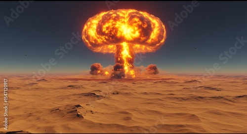 Nuclear Explosion in Desert Landscape