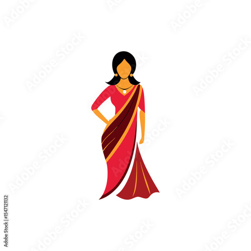 Women's fashion design logo with saree vector 