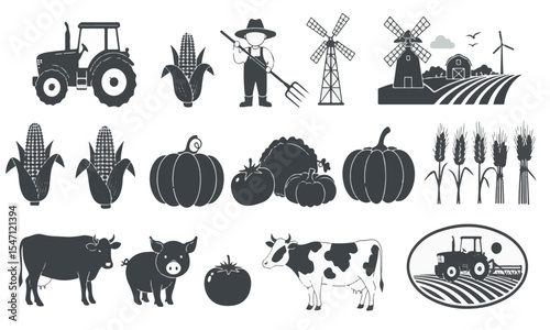 Farm and Agricultural Silhouette Collection