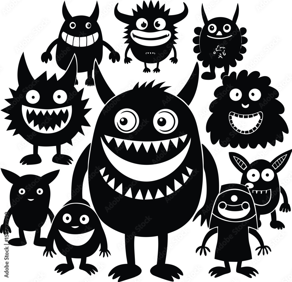 Fototapeta premium Funny virus icon set design 