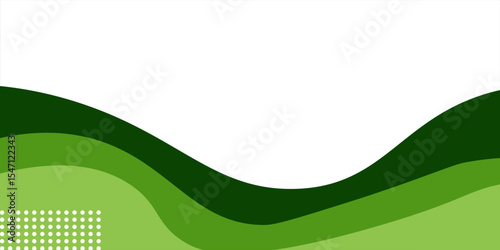Abstract White and Green wave wide background banner