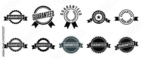 Ten guaranteed badges set isolated on white background