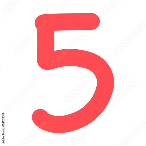 Hand-drawn red number five icon
