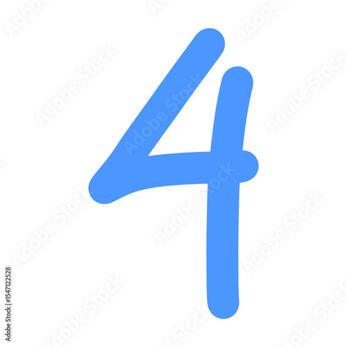 Hand-drawn blue number four icon