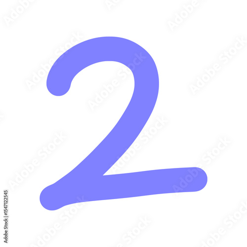 Hand-drawn purple number two icon