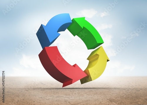 Colorful arrows in a desert landscape