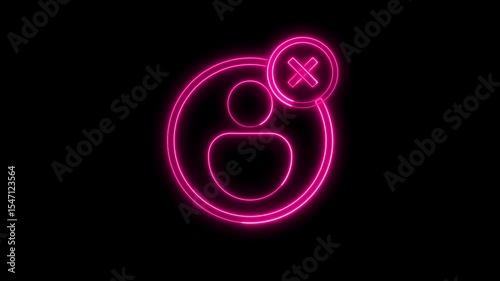 Neon pink pregnancy cancelled icon on black background