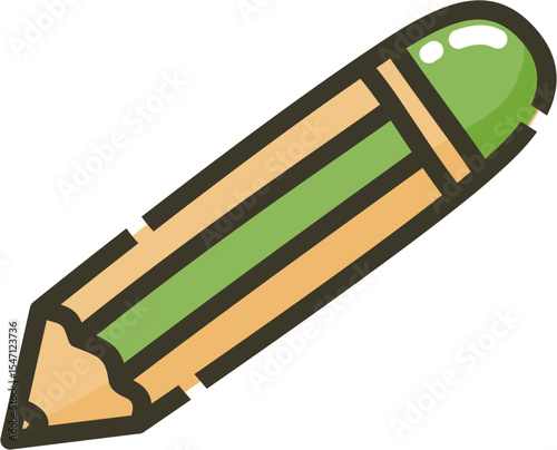 Cute yellow Green pencil cartoon