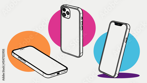 Ice cream on a stick with a blank smartphone screen on a white background
