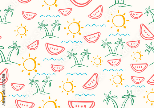 seamless pattern evokes the essence of summer and tropical getaways. 