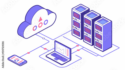 Isometric vector illustration of a city business with 3D building and home architecture icons for computer and internet technology design