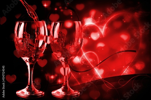 Glowing red Valentines composite