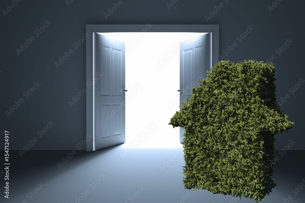Fototapeta premium Topiary by doorway in house