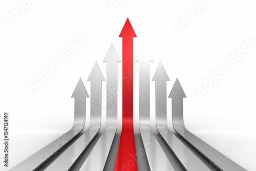 Red arrow pointing up with grey arrows