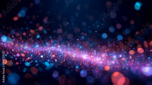 Colorful Light Particles Floating Peacefully in Darkness - Loop Motion