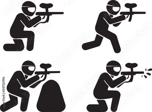 Paintball Vector Illustration | Team Battle, Outdoor Tactical Sport Concept