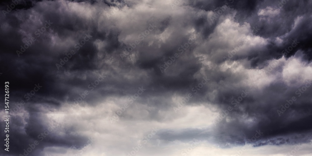Obraz premium Storm clouds are filling open outdoor sky in flat design illustration, showing dense gray layers