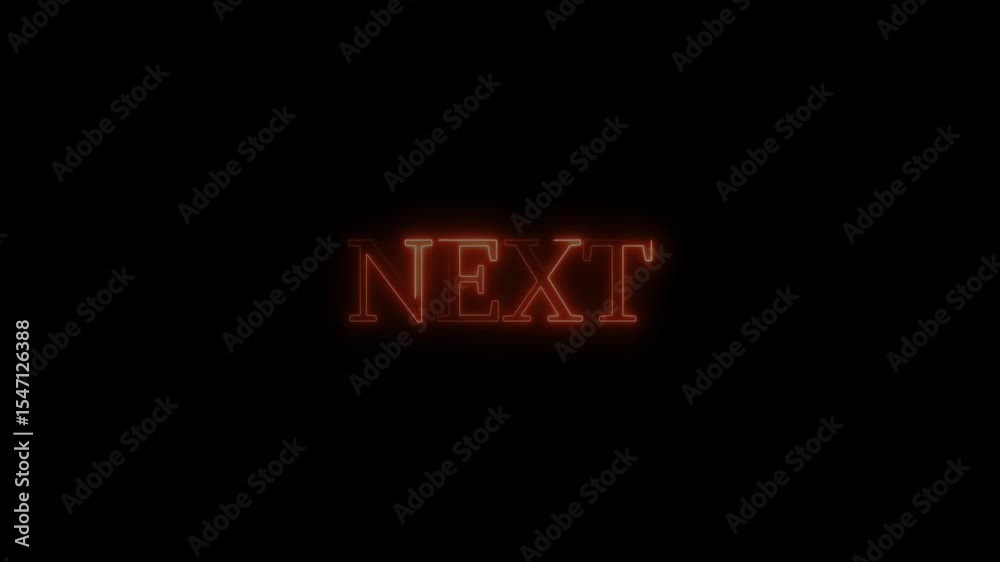 Next neon glow text typography animation 4k video. next text icon animation neon glowing blue color text letter banner poster sign board template font lettering effect sign symbol on black background
