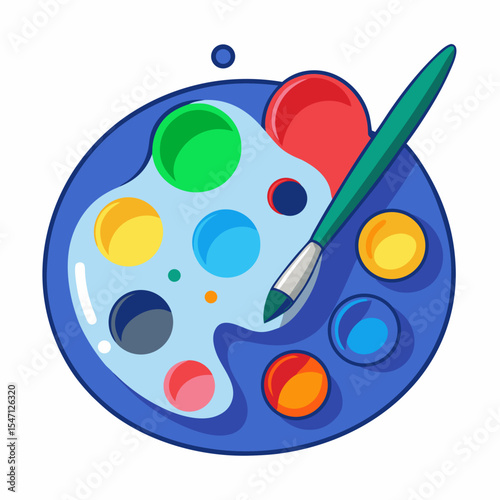 Artistic paint palette design with paintbrush ideal for branding logos websites and creative projects offering vibrant colors and a playful style