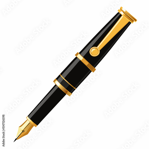Elegant Black and Gold Fountain Pen Design perfect for branding stationery logos or business cards adding a touch of sophistication and luxury to your design projects