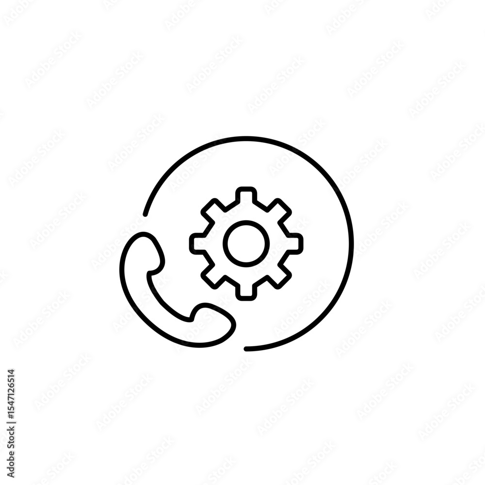 Call settings, communication configuration, phone system control, call management tools, voice connection setup, tech support. Pixel perfect, editable stroke vector icon Call settings, communication configuration, phone system control, call management tools, voice connection setup, tech support. Pixel perfect, editable stroke vector icon