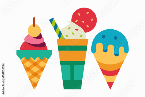 Delightful Ice Cream Treats Summer Dessert Icons Perfect for Branding and Menu Design