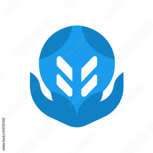 Abstract Blue Charity Logo Design Hands Holding Symbol Social Welfare Icon vector