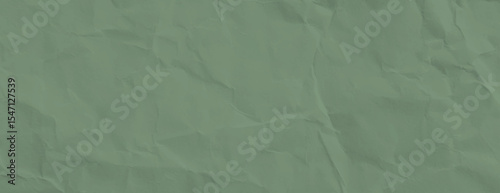 Green crumpled paper background with a textured, wrinkled style. The background is green, adding a rustic, artistic touch. Paper texture background vector. Green background.