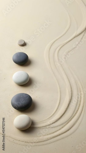 Minimalist Japanese Zen Stones on Sand - Loop Motion