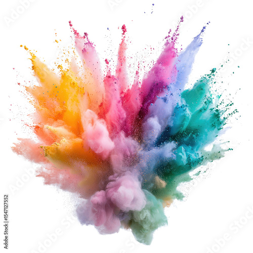 Vibrant Color Explosion of Powder on Black Background in Motion