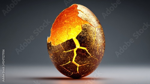 Liberation Gathering Loyalty Style. Cracked egg with glowing interior on a dark background.