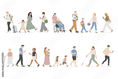 Walking People – Gray & Beige Tone