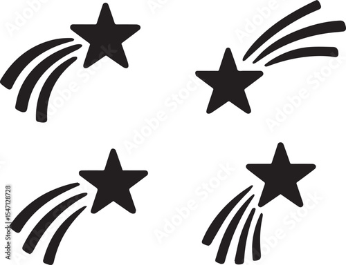 Shooting Star and Meteor Trail Vector Illustration