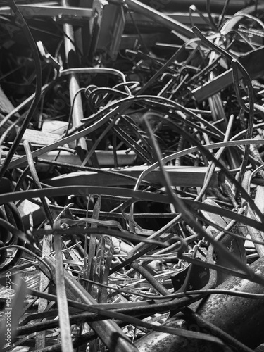Steel scrap from used in junk,prepare for recycle.